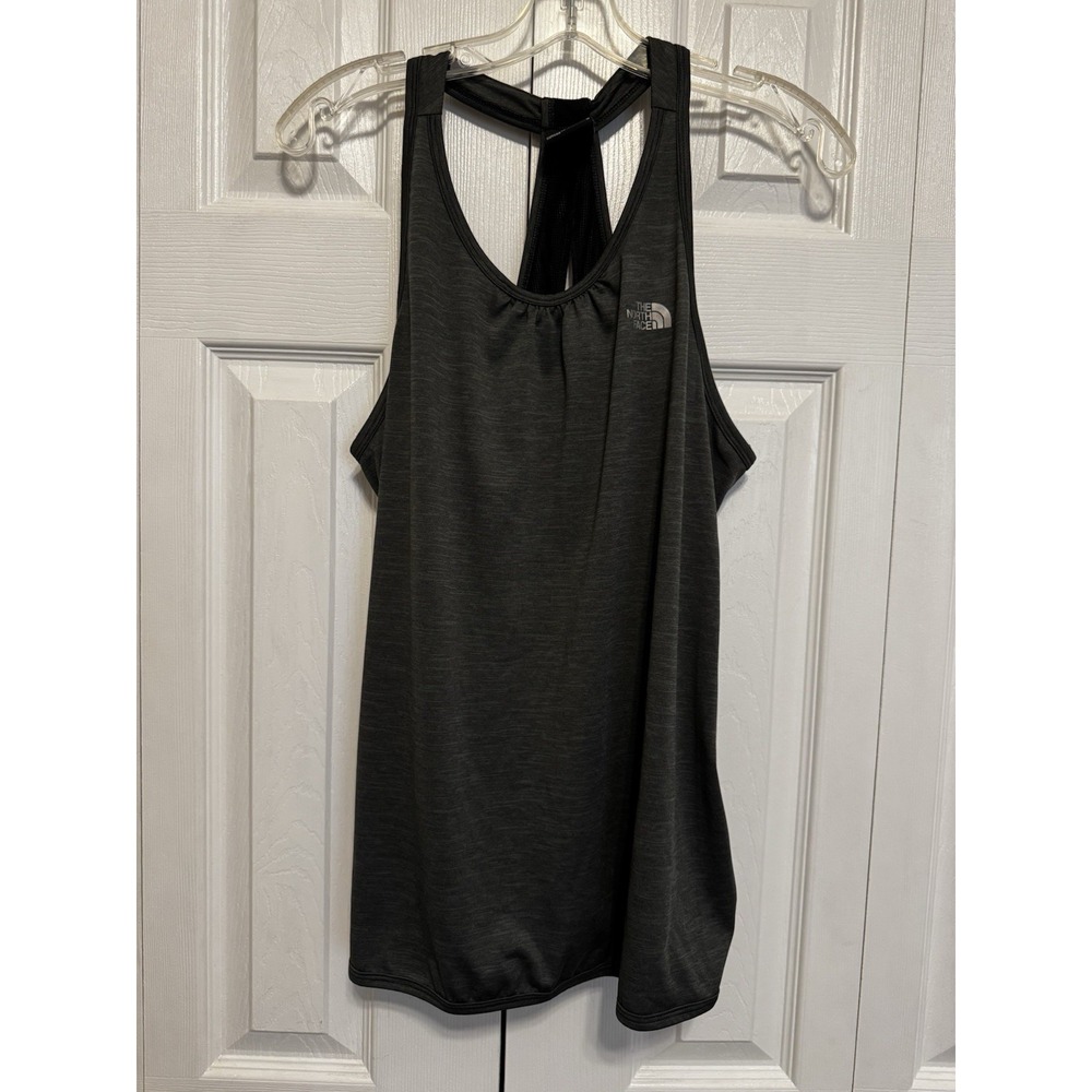 The North Face Gray Black Razorback Keyhole Running Tank Top Size L Gym Exercise